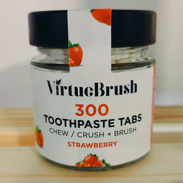 300 Strawberry Toothpaste Tabs - Glass Jar - 5 month Supply