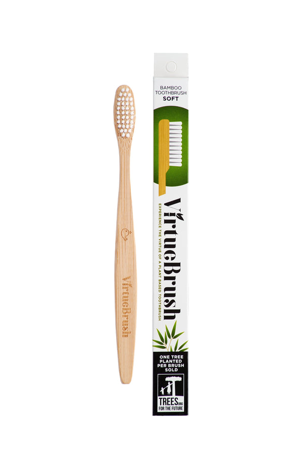 Flat white bamboo toothbrush